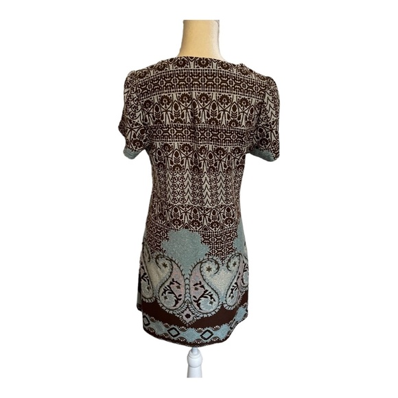 Papillon Soft Paisley Brown and Blue Sheath Dress Size Large - Picture 5 of 9